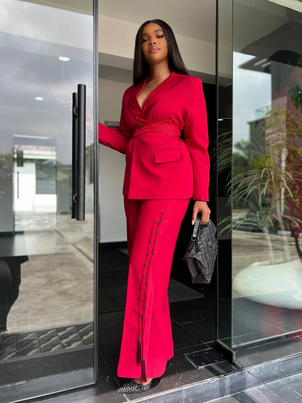 GISELLE TUXEDO SUIT IN RED - Image 4