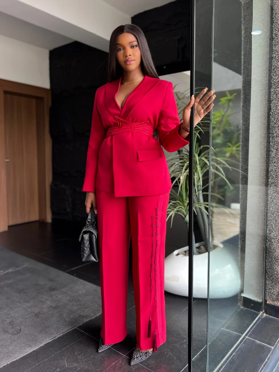 GISELLE TUXEDO SUIT IN RED