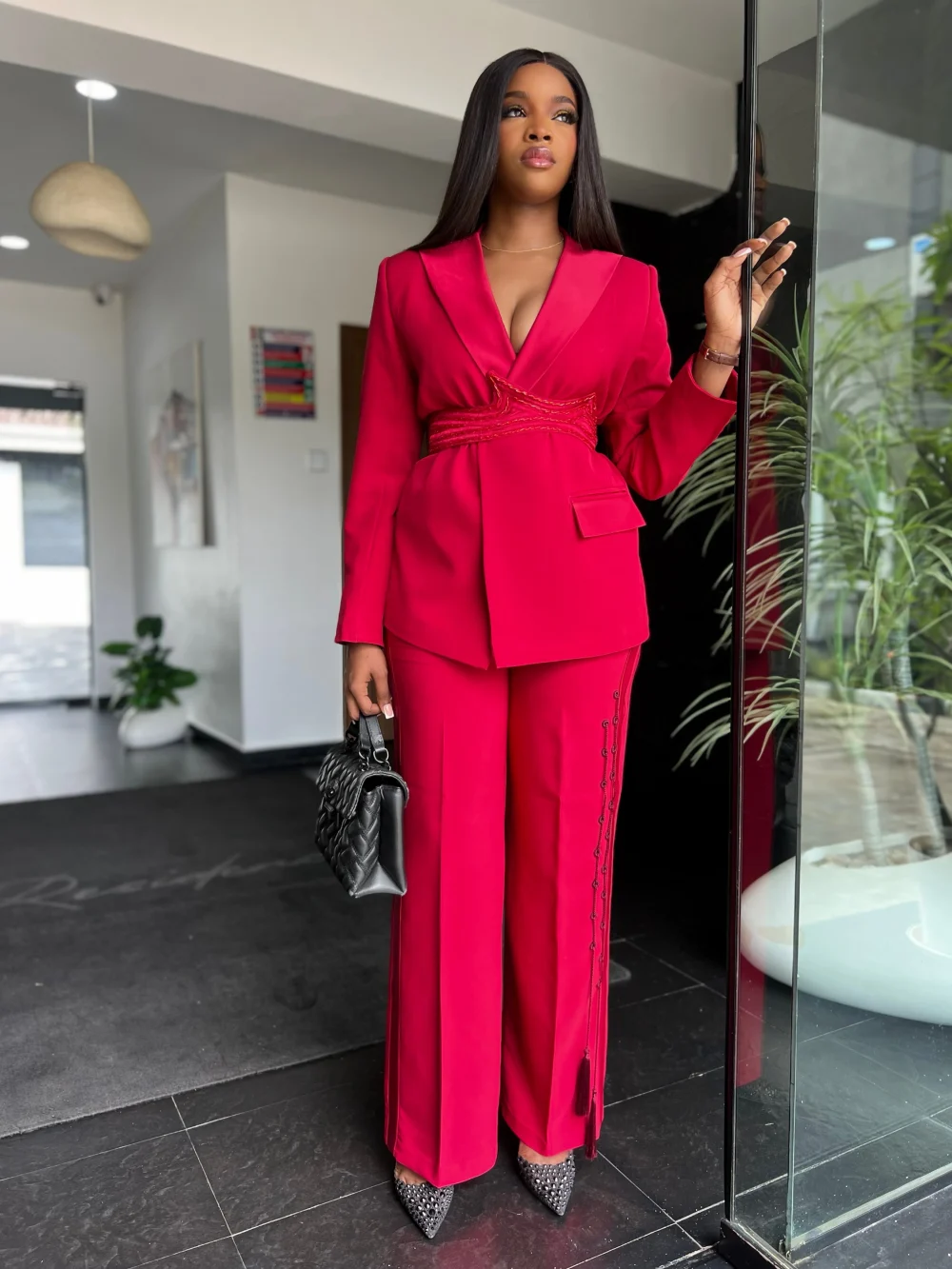 GISELLE TUXEDO SUIT IN RED - Image 2